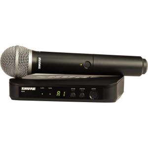 imageShure BLX24PG58 Wireless Microphone System  14Hour Battery Life 300 ft Range UHF  Includes PG58 Handheld Vocal Mic Single Channel Receiver  H9 Band BLX24PG58H9Full System