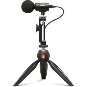 imageShure MV88 Video Kit  Digital Stereo Condenser Microphone for Apple and Android with Manfrotto PIXI Tripod Phone Clamp Mount iOS and USBC Cables for NextLevel Compatibility and Connectivity