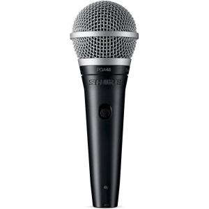 imageShure PGA48 Dynamic Microphone  Handheld Mic for Vocals with Cardioid Pickup Pattern Discrete OnOff Switch 3pin XLR Connector 15 XLRtoXLR Cable Stand Adapter and Zipper Pouch PGA48XLR15 XLR to 14inch 635 mm phone plug