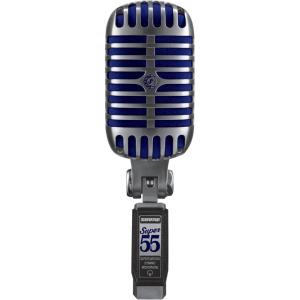 imageShure Super 55 Deluxe Vocal Microphone  Vintage Supercardioid Dynamic Unidyne Mic Iconic Look Classic Sound  Rugged DieCast Casing Includes 58 to 38 Thread Adapter and Zippered Padded PouchSupercardioid
