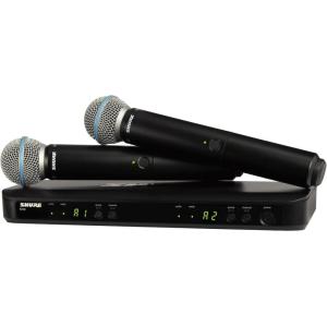 imageShure BLX288B58 Wireless Microphone System  14Hour Battery Life 300 ft Range UHF  Includes 2 BETA 58A Handheld Vocal Mics Dual Channel Receiver  H10 Band BLX288B58H10J11 Band 596616 MHz