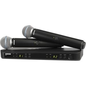 imageShure BLX288B58 Wireless Microphone System  14Hour Battery Life 300 ft Range UHF  Includes 2 BETA 58A Handheld Vocal Mics Dual Channel Receiver  H10 Band BLX288B58H10H11 Band 572596 MHz