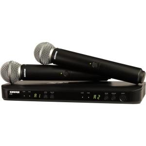 imageShure BLX288SM58 Wireless Microphone System  14Hour Battery Life 300 ft Range UHF  Includes 2 SM58 Handheld Vocal Mics Dual Channel Receiver  H10 Band BLX288SM58H10H10 Band 542572 MHz