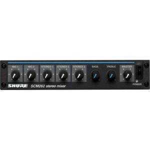 imageShure SCM262 Stereo Microphone Mixer with 12V Phantom Power Perfect for Restaurants AerobicsHealth Clubs Corporate Training and ClassroomsSCM262