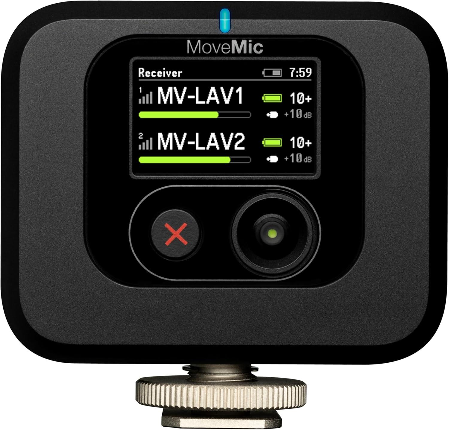 imageShure MoveMic One  Pro Direct to Phone Wireless Lavalier Microphone for iPhone ampamp Android Bluetooth Mini Mic 24 Hours Charge Quick Set Up IPX4 Compact ampamp Portable Clip Lav MVONEZ7Two Channel Kit